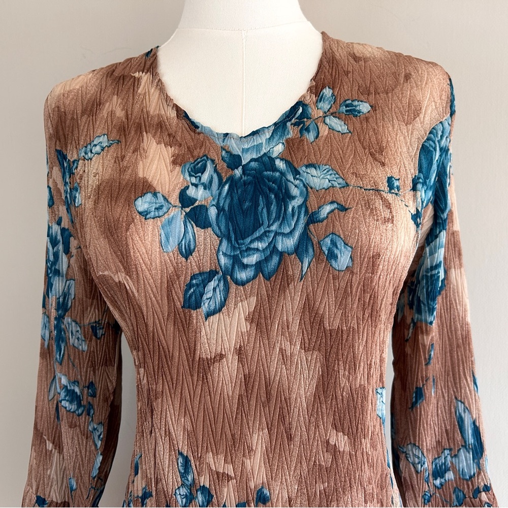 Y2K JAIPUR Asymmetric Earthy Floral Bell Sleeve Top Fairy Grunge Goblincore Sz L - Picture 8 of 16